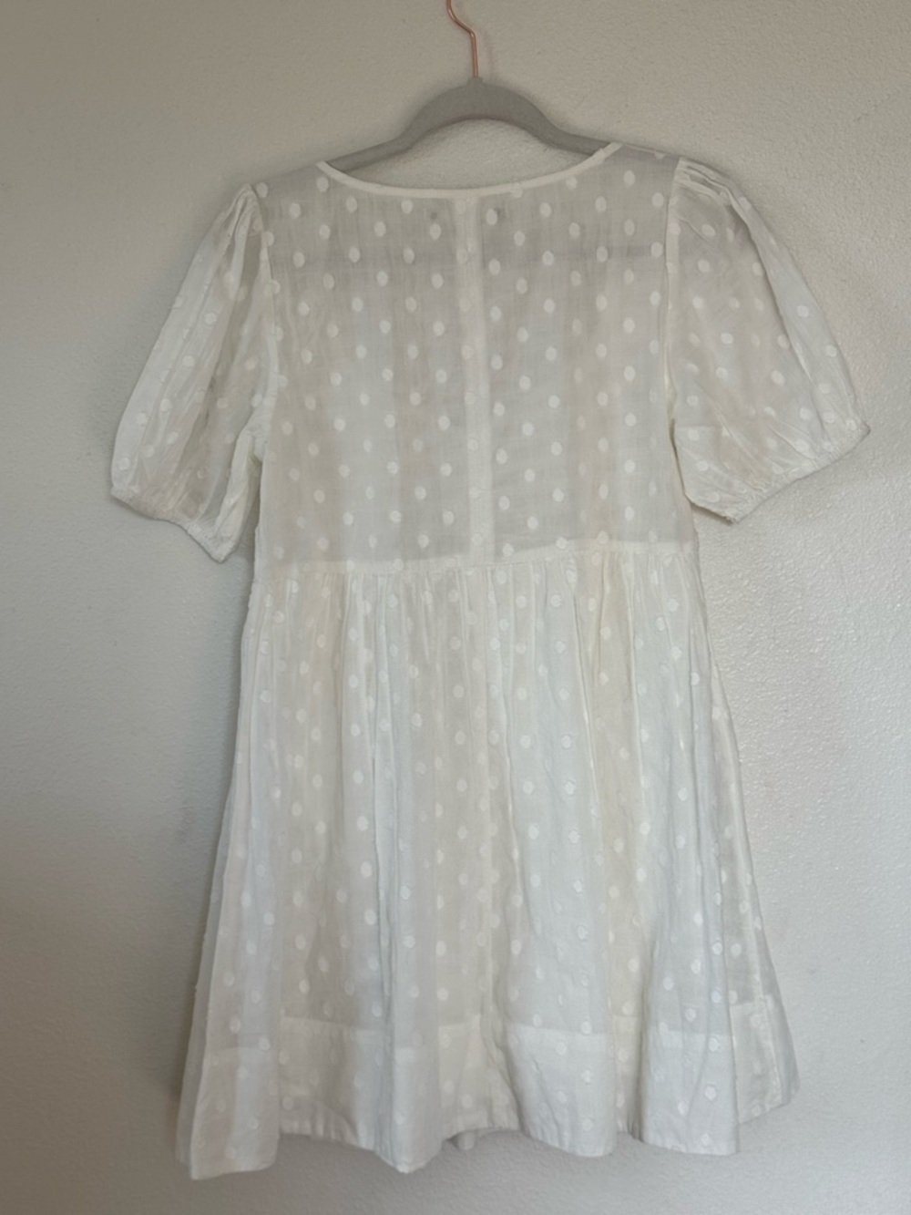 Kimchi Blue White Polka Dot Babydoll Mini Dress Puff Sleeve Urban Outfitters S - Picture 4 of 10